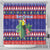 Belize Keel-billed Toucan Bird Christmas Shower Curtain Feliz Navidad With Knitted Christmas Pattern