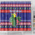 Belize Keel-billed Toucan Bird Christmas Shower Curtain Feliz Navidad With Knitted Christmas Pattern