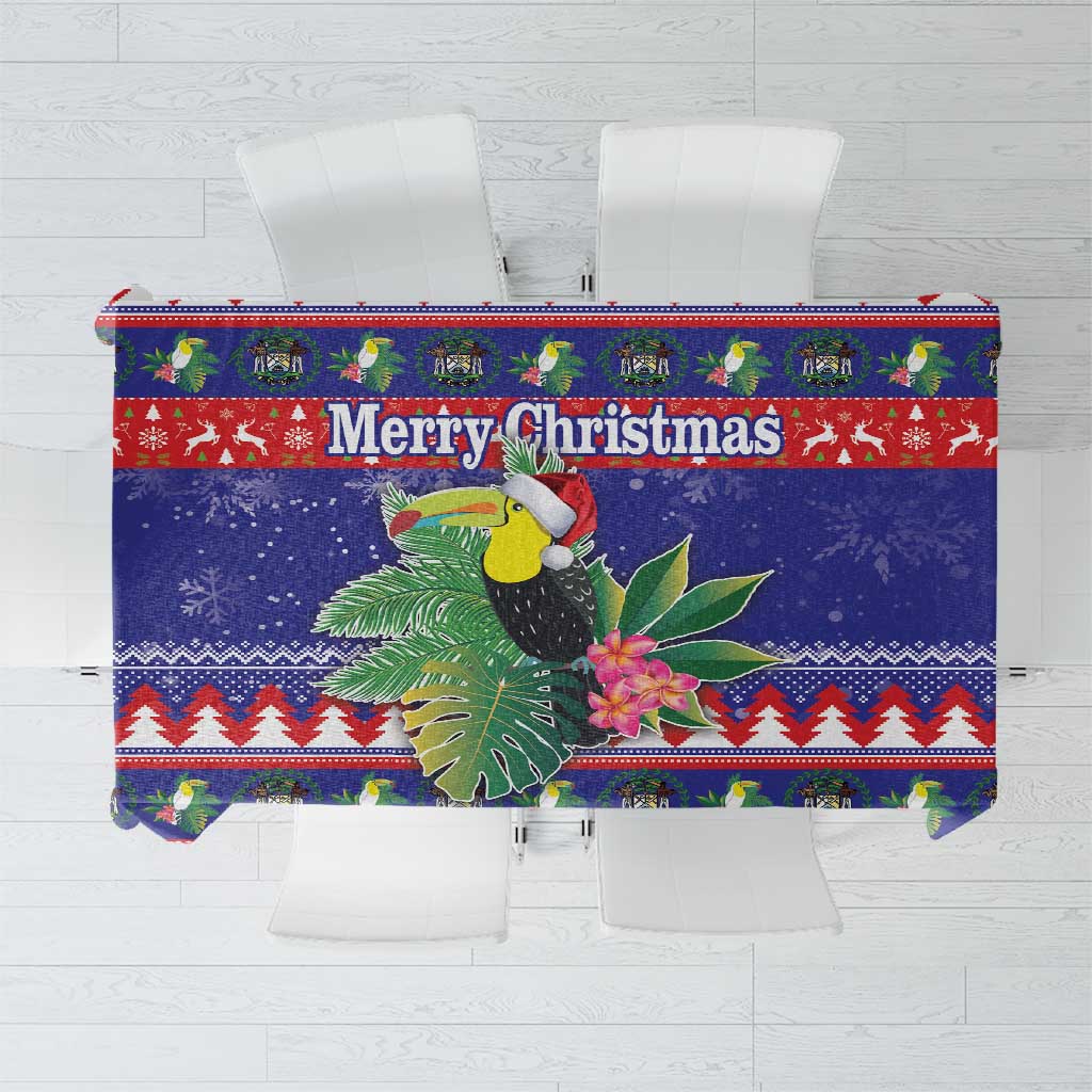 Belize Keel-billed Toucan Bird Christmas Tablecloth Feliz Navidad With Knitted Christmas Pattern