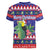 Belize Keel-billed Toucan Bird Christmas Women V-Neck T-Shirt Feliz Navidad With Knitted Christmas Pattern