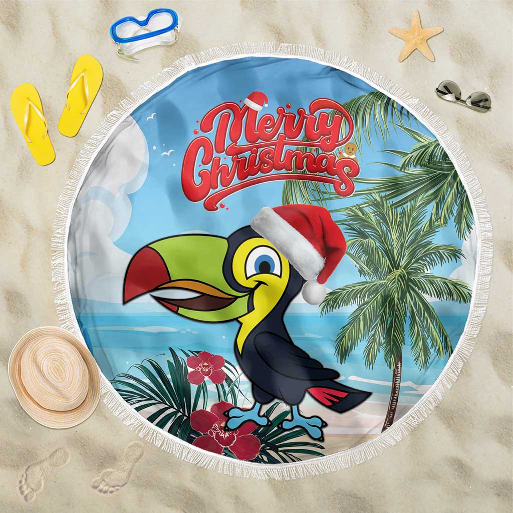 Belize Keel-billed Toucan Christmas Beach Blanket Black Orchid Christmas Beach Vibe - Wonder Print Shop