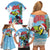 Belize Keel-billed Toucan Christmas Family Matching Off Shoulder Short Dress and Hawaiian Shirt Black Orchid Christmas Beach Vibe - Wonder Print Shop