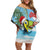 Belize Keel-billed Toucan Christmas Family Matching Off Shoulder Short Dress and Hawaiian Shirt Black Orchid Christmas Beach Vibe - Wonder Print Shop