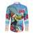 Belize Keel-billed Toucan Christmas Long Sleeve Button Shirt Black Orchid Christmas Beach Vibe - Wonder Print Shop