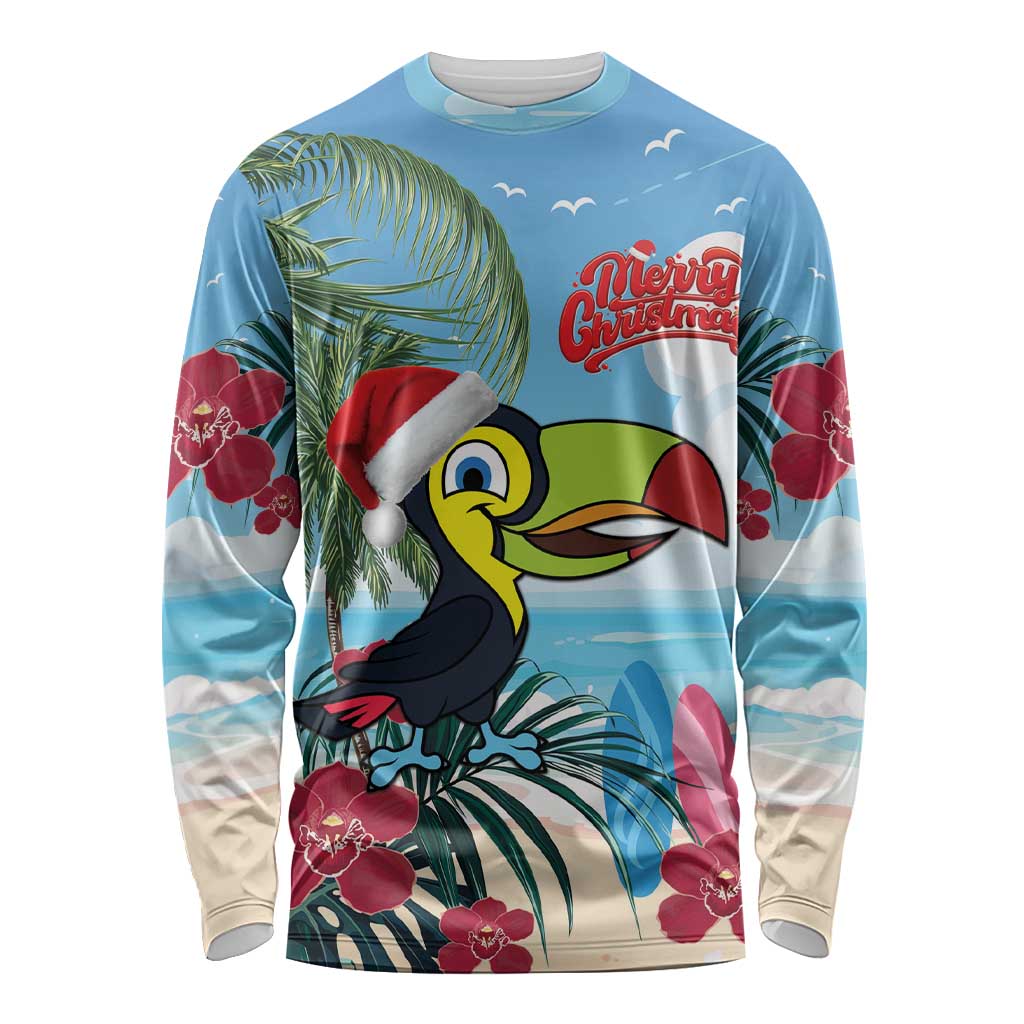 Belize Keel-billed Toucan Christmas Long Sleeve Shirt Black Orchid Christmas Beach Vibe - Wonder Print Shop