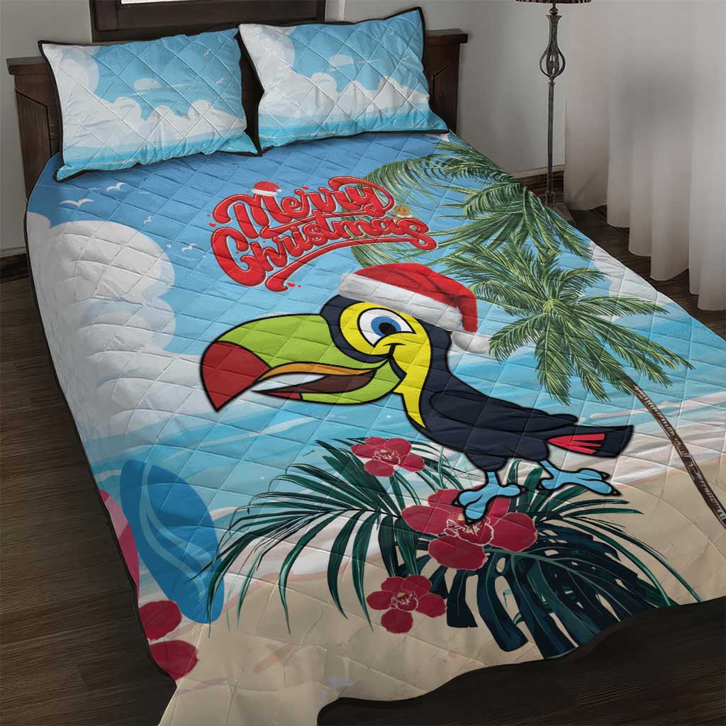 Belize Keel-billed Toucan Christmas Quilt Bed Set Black Orchid Christmas Beach Vibe