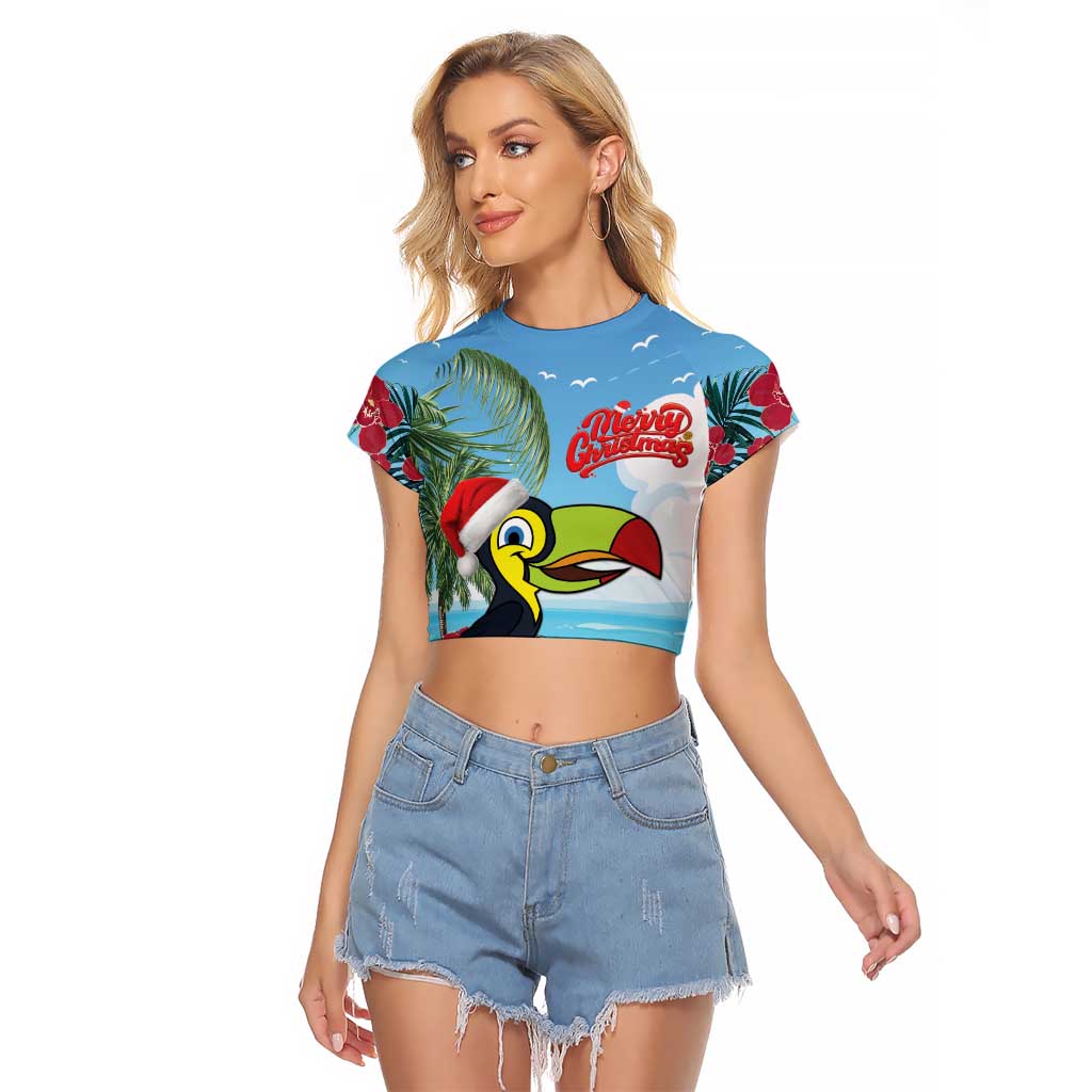 Belize Keel-billed Toucan Christmas Raglan Cropped T Shirt Black Orchid Christmas Beach Vibe