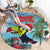 Belize Keel-billed Toucan Christmas Round Carpet Black Orchid Christmas Beach Vibe