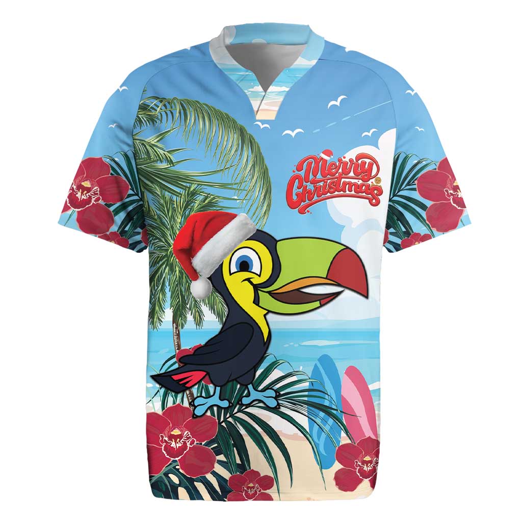 Belize Keel-billed Toucan Christmas Rugby Jersey Black Orchid Christmas Beach Vibe