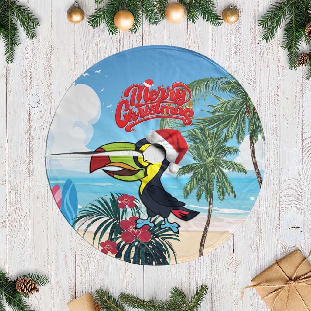 Belize Keel-billed Toucan Christmas Tree Skirt Black Orchid Christmas Beach Vibe