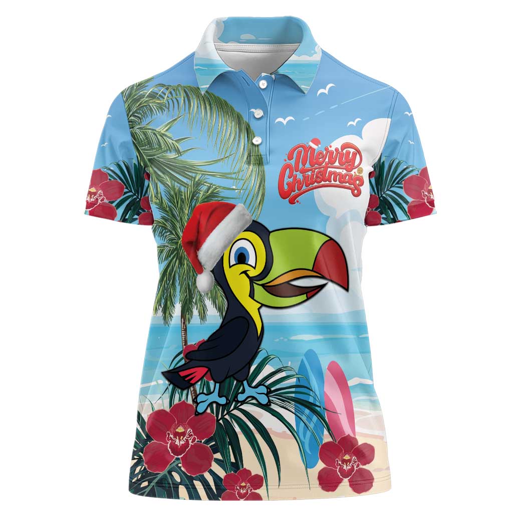 Belize Keel-billed Toucan Christmas Women Polo Shirt Black Orchid Christmas Beach Vibe