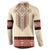 Traditional Romanian Button Sweatshirt With Red Traditional Embroidery Patterns