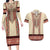 Traditional Romanian Couples Matching Long Sleeve Bodycon Dress and Hawaiian Shirt With Red Traditional Embroidery Patterns