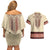 Traditional Romanian Couples Matching Off Shoulder Short Dress and Hawaiian Shirt With Red Traditional Embroidery Patterns