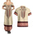 Traditional Romanian Couples Matching Summer Maxi Dress and Hawaiian Shirt With Red Traditional Embroidery Patterns