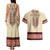 Traditional Romanian Couples Matching Tank Maxi Dress and Hawaiian Shirt With Red Traditional Embroidery Patterns