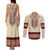 Traditional Romanian Couples Matching Tank Maxi Dress and Long Sleeve Button Shirt With Red Traditional Embroidery Patterns