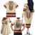 Traditional Romanian Family Matching Off The Shoulder Long Sleeve Dress and Hawaiian Shirt With Red Traditional Embroidery Patterns