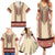 Traditional Romanian Family Matching Summer Maxi Dress and Hawaiian Shirt With Red Traditional Embroidery Patterns