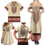 Traditional Romanian Family Matching Summer Maxi Dress and Hawaiian Shirt With Red Traditional Embroidery Patterns