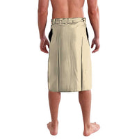 Beige lavalava skirt, plain back view with straight hem and side crease