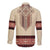 Traditional Romanian Long Sleeve Button Shirt With Red Traditional Embroidery Patterns