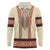 Traditional Romanian Long Sleeve Polo Shirt With Red Traditional Embroidery Patterns