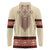 Traditional Romanian Long Sleeve Polo Shirt With Red Traditional Embroidery Patterns