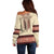 Traditional Romanian Off Shoulder Sweater With Red Traditional Embroidery Patterns