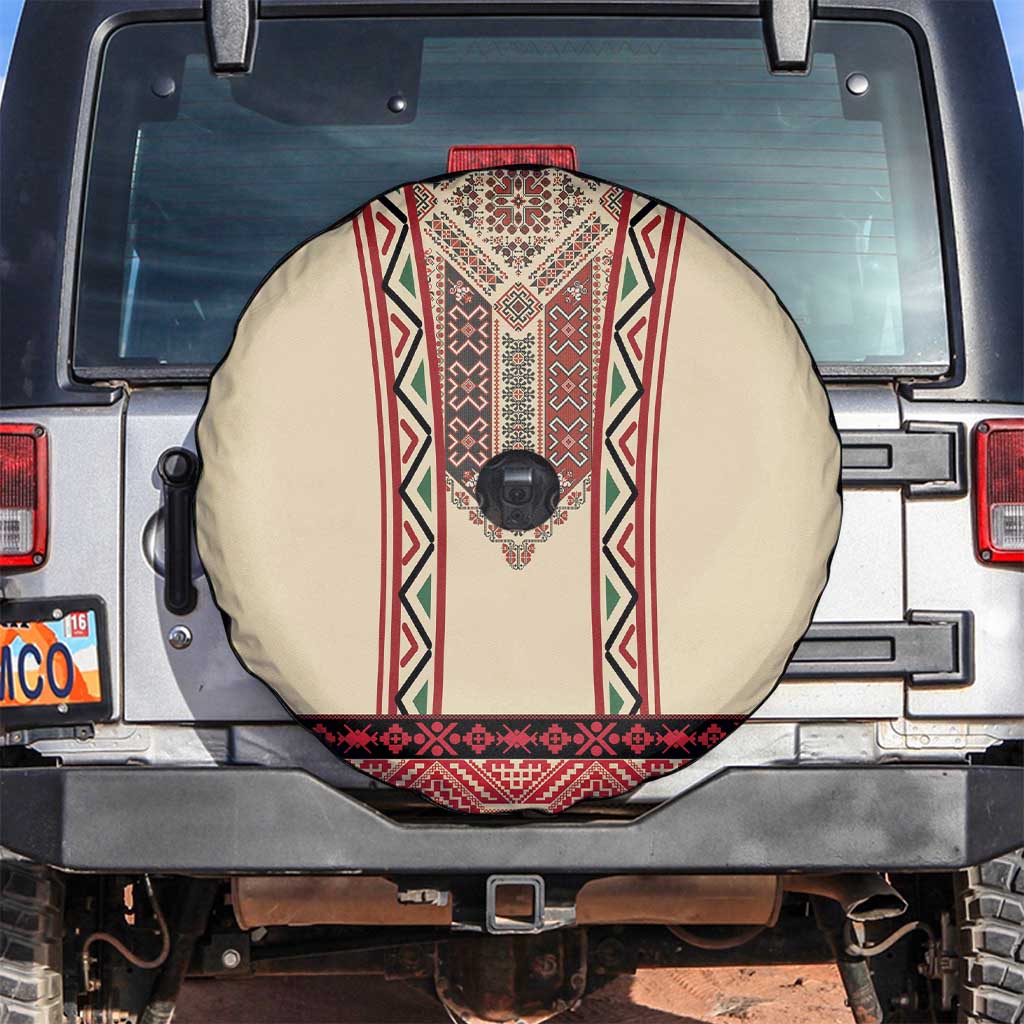 Traditional Romanian Spare Tire Cover With Red Traditional Embroidery Patterns - Wonder Print Shop