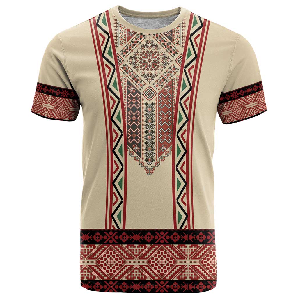 Traditional Romanian T Shirt With Red Traditional Embroidery Patterns - Wonder Print Shop