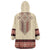 Traditional Romanian Wearable Blanket Hoodie With Red Traditional Embroidery Patterns