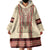 Traditional Romanian Wearable Blanket Hoodie With Red Traditional Embroidery Patterns