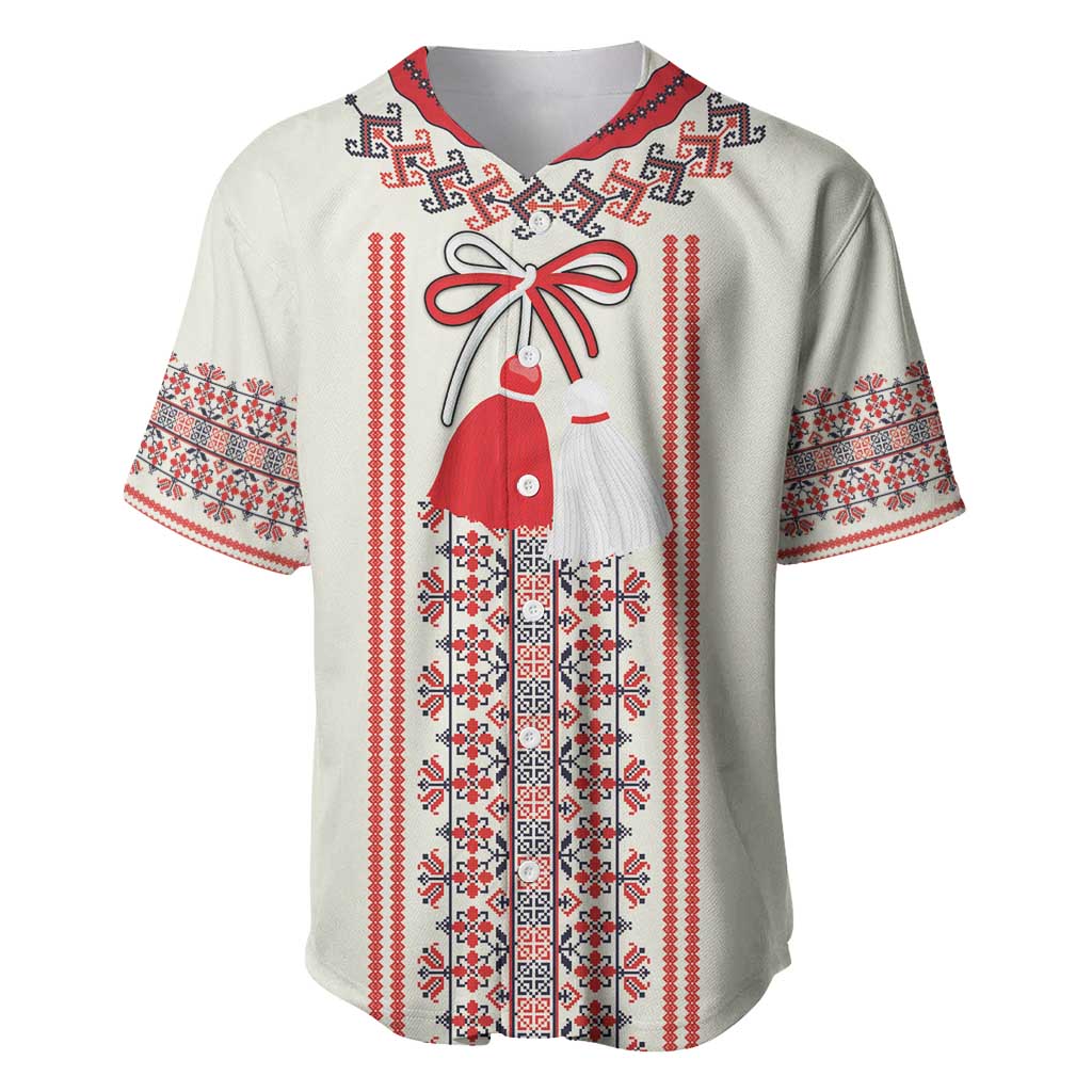 Happy Martisor Day Baseball Jersey Traditional Romanian Folklore Pattern