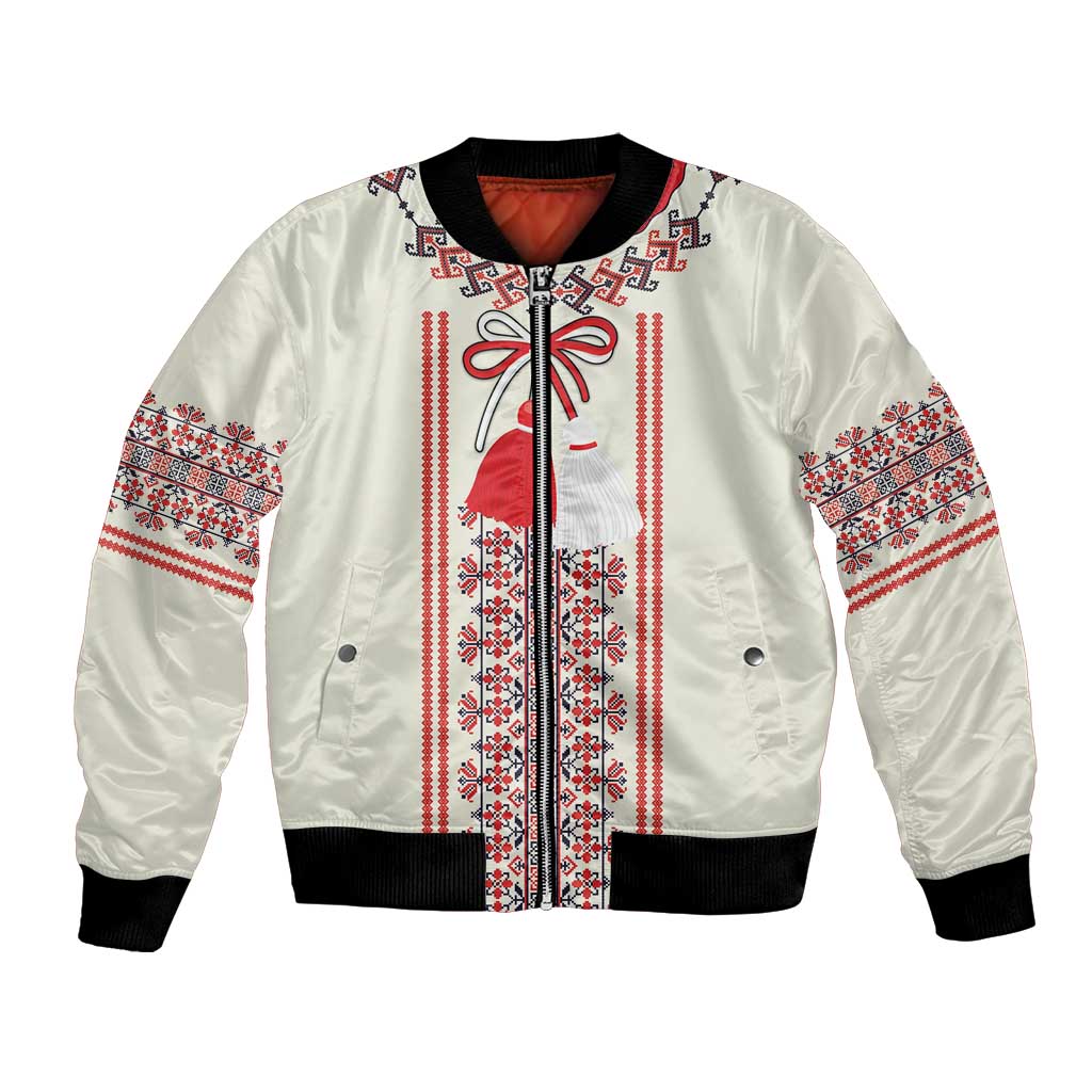 Happy Martisor Day Bomber Jacket Traditional Romanian Folklore Pattern