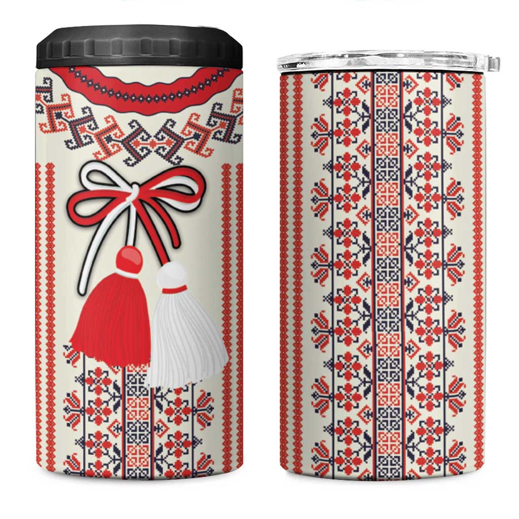 Happy Martisor Day 4 in 1 Can Cooler Tumbler Traditional Romanian Folklore Pattern LT18