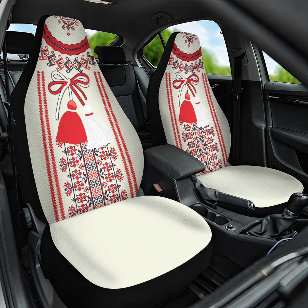 Happy Martisor Day Car Seat Cover Traditional Romanian Folklore Pattern