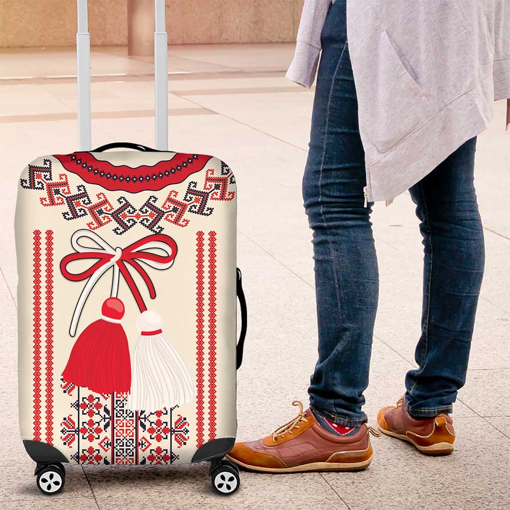 Happy Martisor Day Luggage Cover Traditional Romanian Folklore Pattern