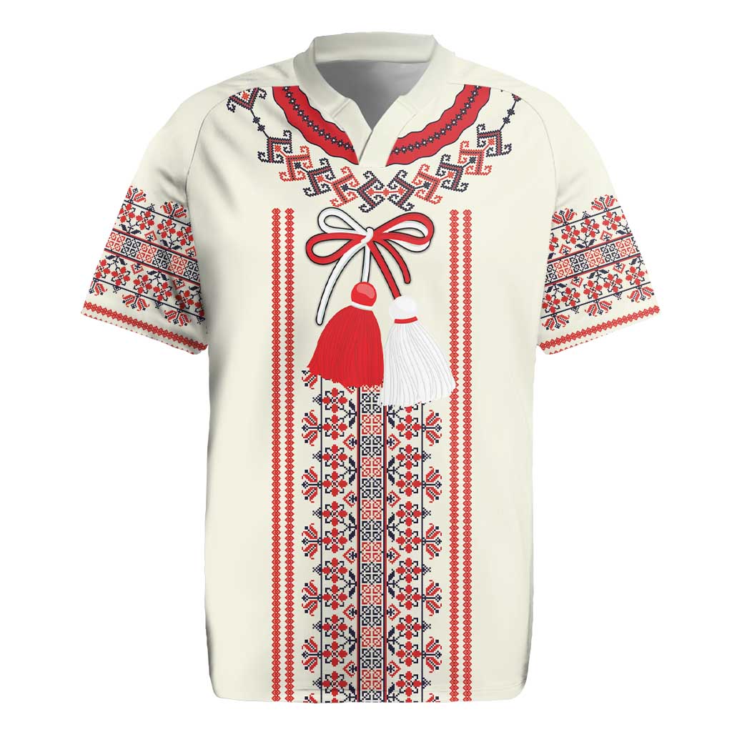 Happy Martisor Day Rugby Jersey Traditional Romanian Folklore Pattern - Wonder Print Shop