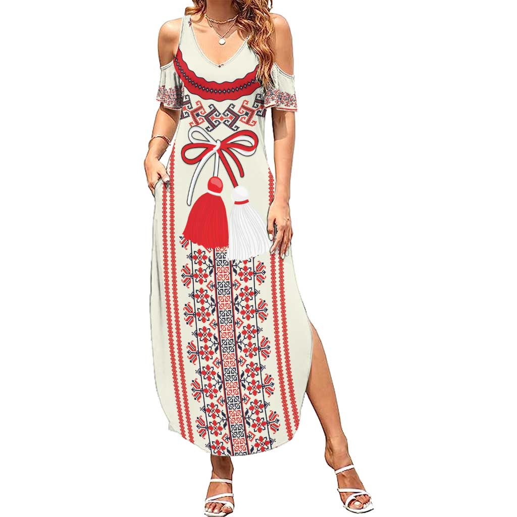 Happy Martisor Day Summer Maxi Dress Traditional Romanian Folklore Pattern - Wonder Print Shop