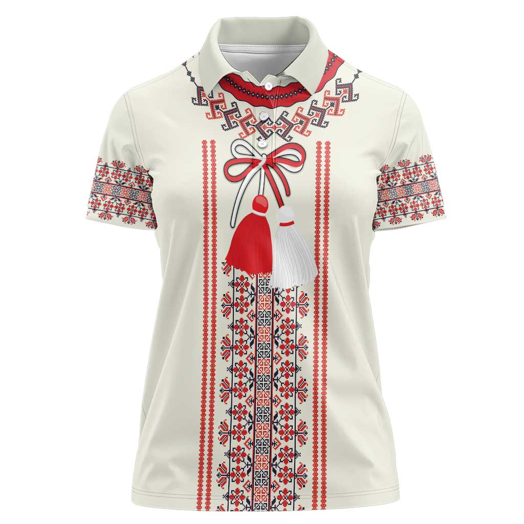 Happy Martisor Day Women Polo Shirt Traditional Romanian Folklore Pattern - Wonder Print Shop