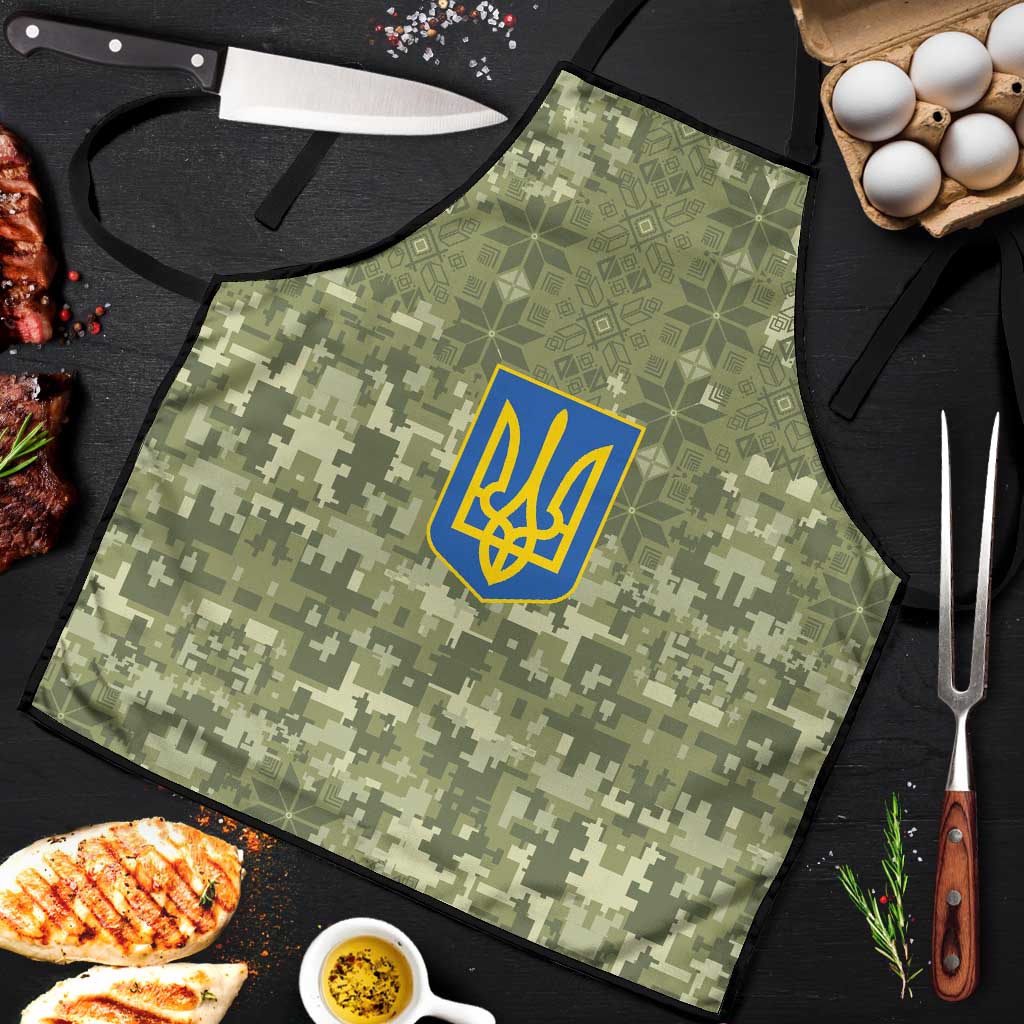 Ukraine Military Vyshyvanka Pattern Apron Tryzub Emblem Tactical Style - Wonder Print Shop