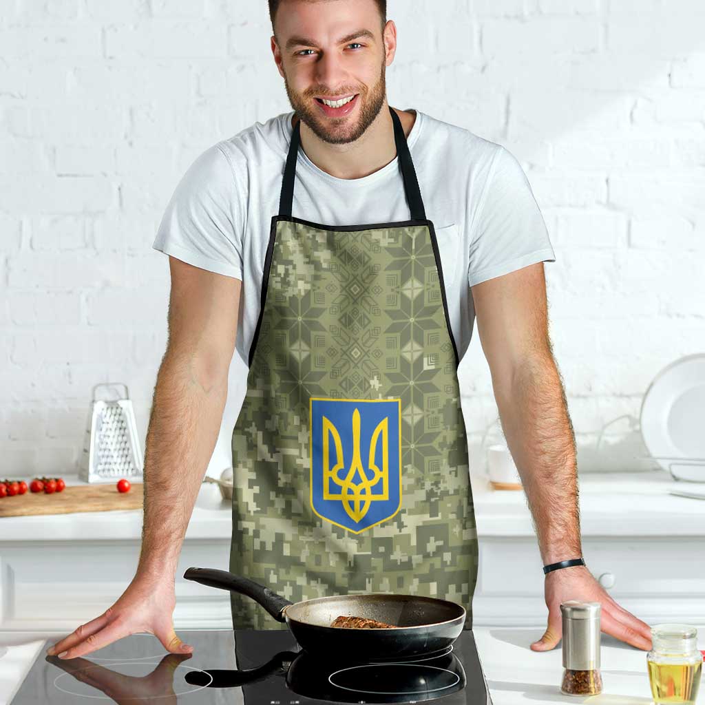 Ukraine Military Vyshyvanka Pattern Apron Tryzub Emblem Tactical Style - Wonder Print Shop