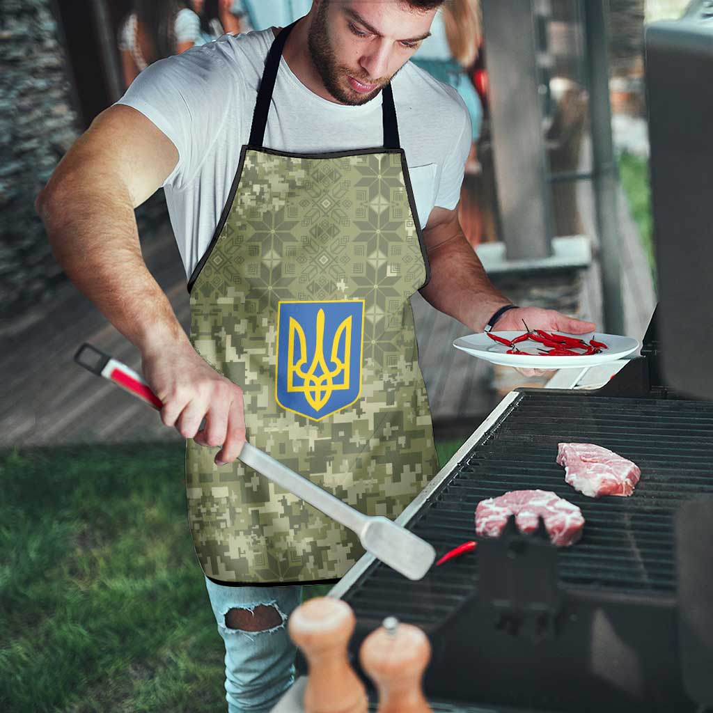 Ukraine Military Vyshyvanka Pattern Apron Tryzub Emblem Tactical Style - Wonder Print Shop