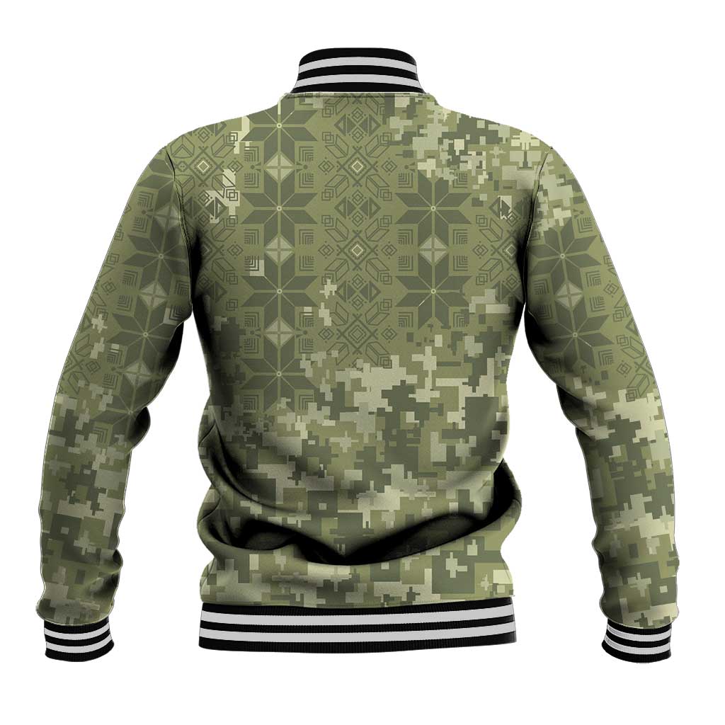 Ukraine Military Vyshyvanka Pattern Baseball Jacket Tryzub Emblem Tactical Style - Wonder Print Shop