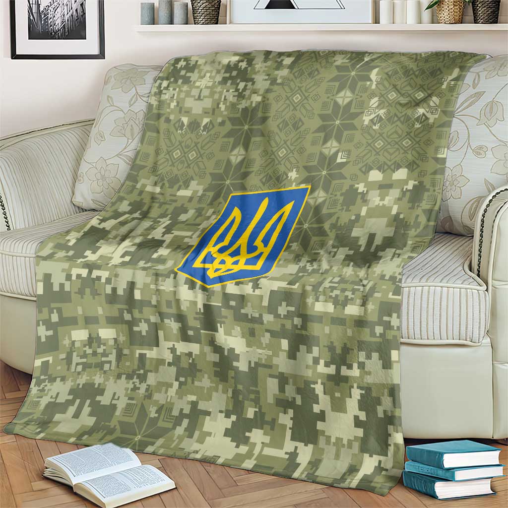 Ukraine Military Vyshyvanka Pattern Blanket Tryzub Emblem Tactical Style - Wonder Print Shop