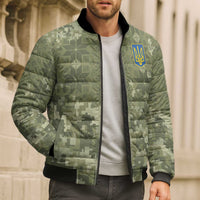 Ukraine Military Vyshyvanka Pattern Bomber Puffer Jacket Tryzub Emblem Tactical Style - Wonder Print Shop
