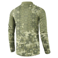 Ukraine Military Vyshyvanka Pattern Button Sweatshirt Tryzub Emblem Tactical Style - Wonder Print Shop