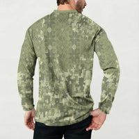 Ukraine Military Vyshyvanka Pattern Button Sweatshirt Tryzub Emblem Tactical Style - Wonder Print Shop