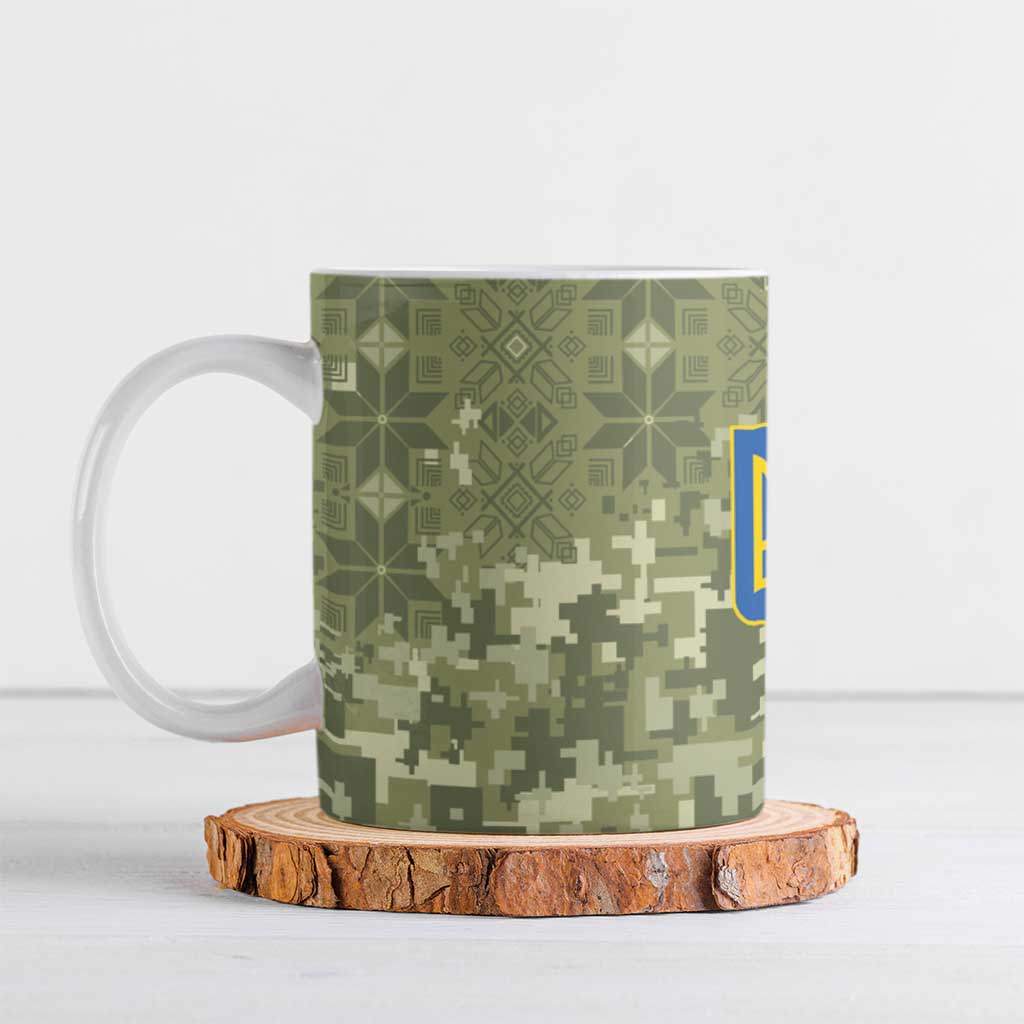 Ukraine Military Vyshyvanka Pattern Ceramic Mug Tryzub Emblem Tactical Style - Wonder Print Shop